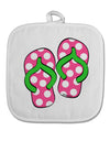 Cute Polka Dot Flip Flops - Pink and Green White Fabric Pot Holder Hot Pad-Pot Holder-TooLoud-White-Davson Sales