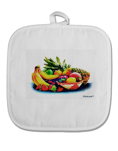 Watercolor Fruit Bowl 3 White Fabric Pot Holder Hot Pad-Pot Holder-TooLoud-White-Davson Sales