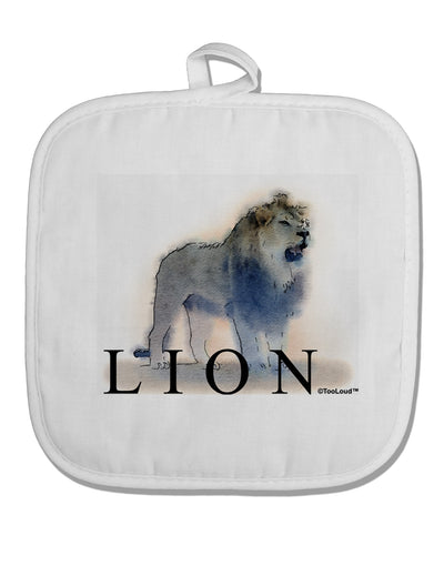 Lion Watercolor B Text White Fabric Pot Holder Hot Pad-Pot Holder-TooLoud-White-Davson Sales