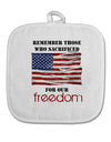 Remember - Veterans White Fabric Pot Holder Hot Pad-Pot Holder-TooLoud-White-Davson Sales