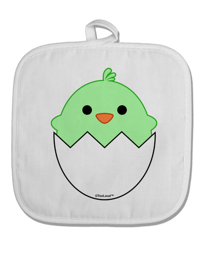 Cute Hatching Chick - Green White Fabric Pot Holder Hot Pad by TooLoud-Pot Holder-TooLoud-White-Davson Sales