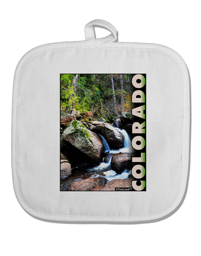 Rockies River with Text White Fabric Pot Holder Hot Pad-Pot Holder-TooLoud-White-Davson Sales