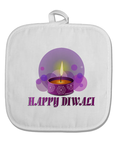 Happy Diwali Purple Candle White Fabric Pot Holder Hot Pad by TooLoud-Pot Holder-TooLoud-White-Davson Sales