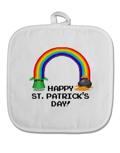 Pixel Pot of Gold St Patrick Text White Fabric Pot Holder Hot Pad-Pot Holder-TooLoud-White-Davson Sales