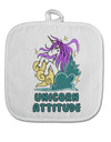 TooLoud Unicorn Attitude White Fabric Pot Holder Hot Pad-PotHolders-TooLoud-Davson Sales