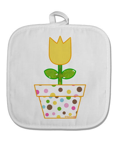 Easter Tulip Design - Yellow White Fabric Pot Holder Hot Pad by TooLoud-Pot Holder-TooLoud-White-Davson Sales