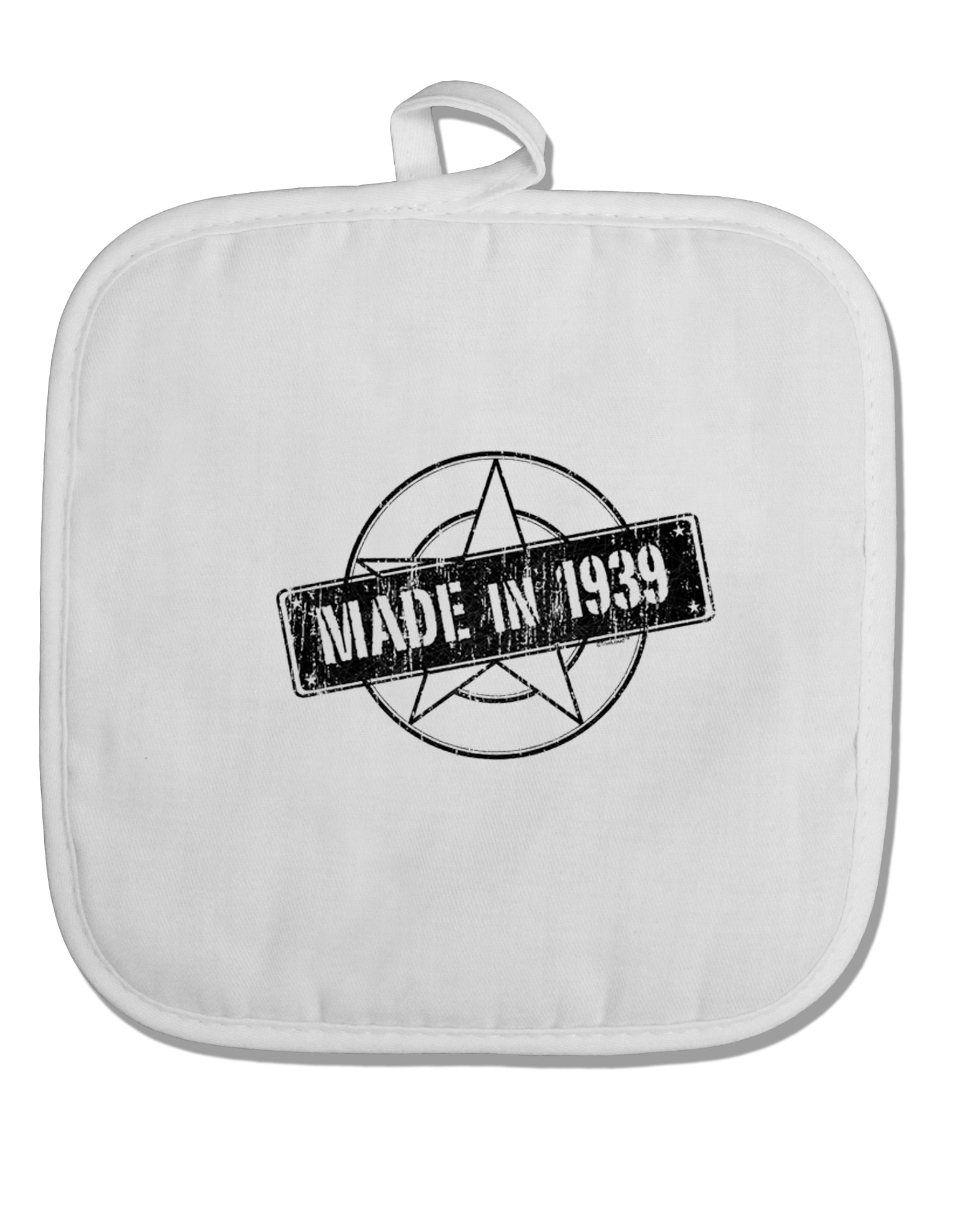 TooLoud 80th Birthday Made in 1939 White Fabric Pot Holder Hot Pad-PotHolders-TooLoud-Davson Sales