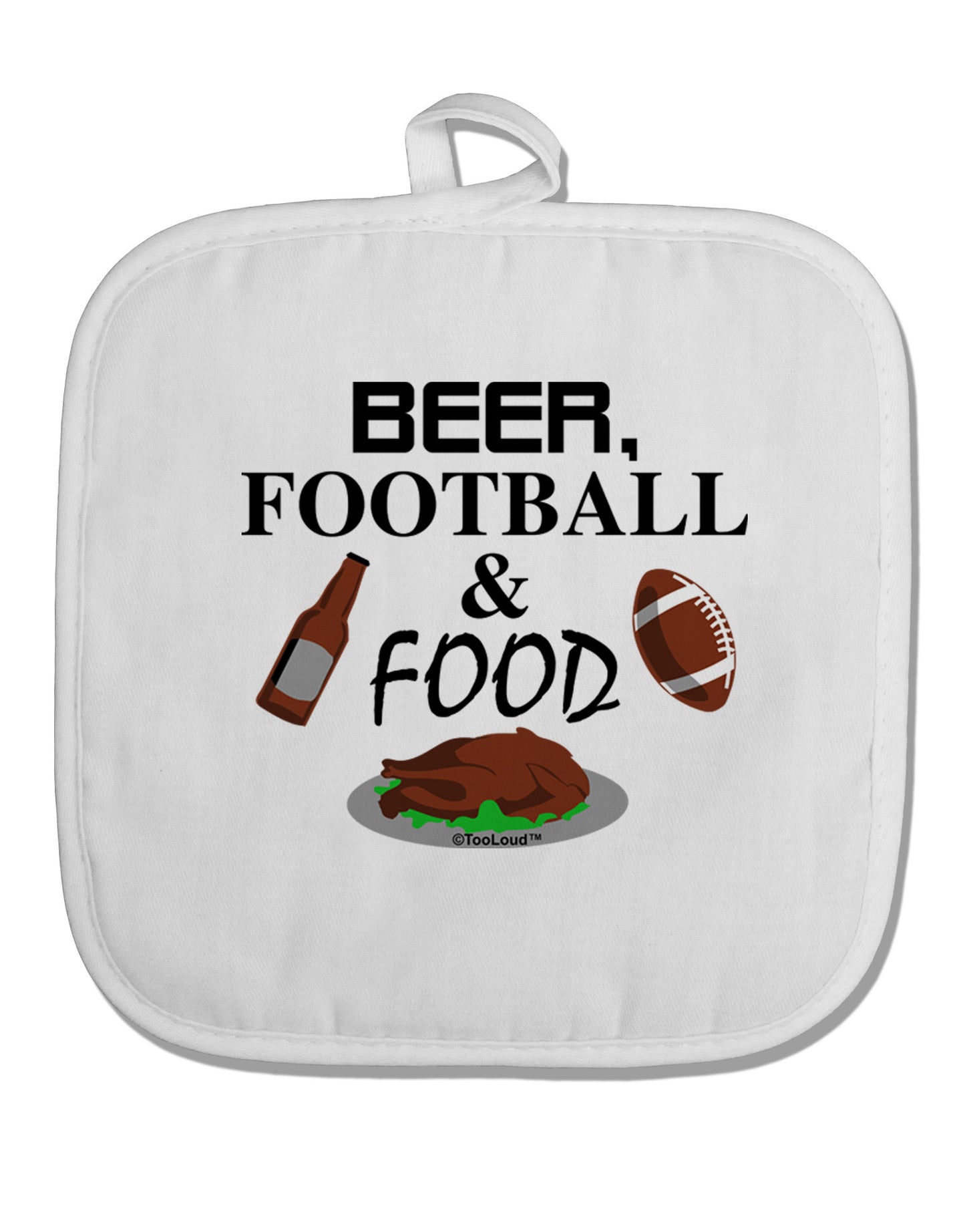 Beer Football Food White Fabric Pot Holder Hot Pad-Pot Holder-TooLoud-White-Davson Sales
