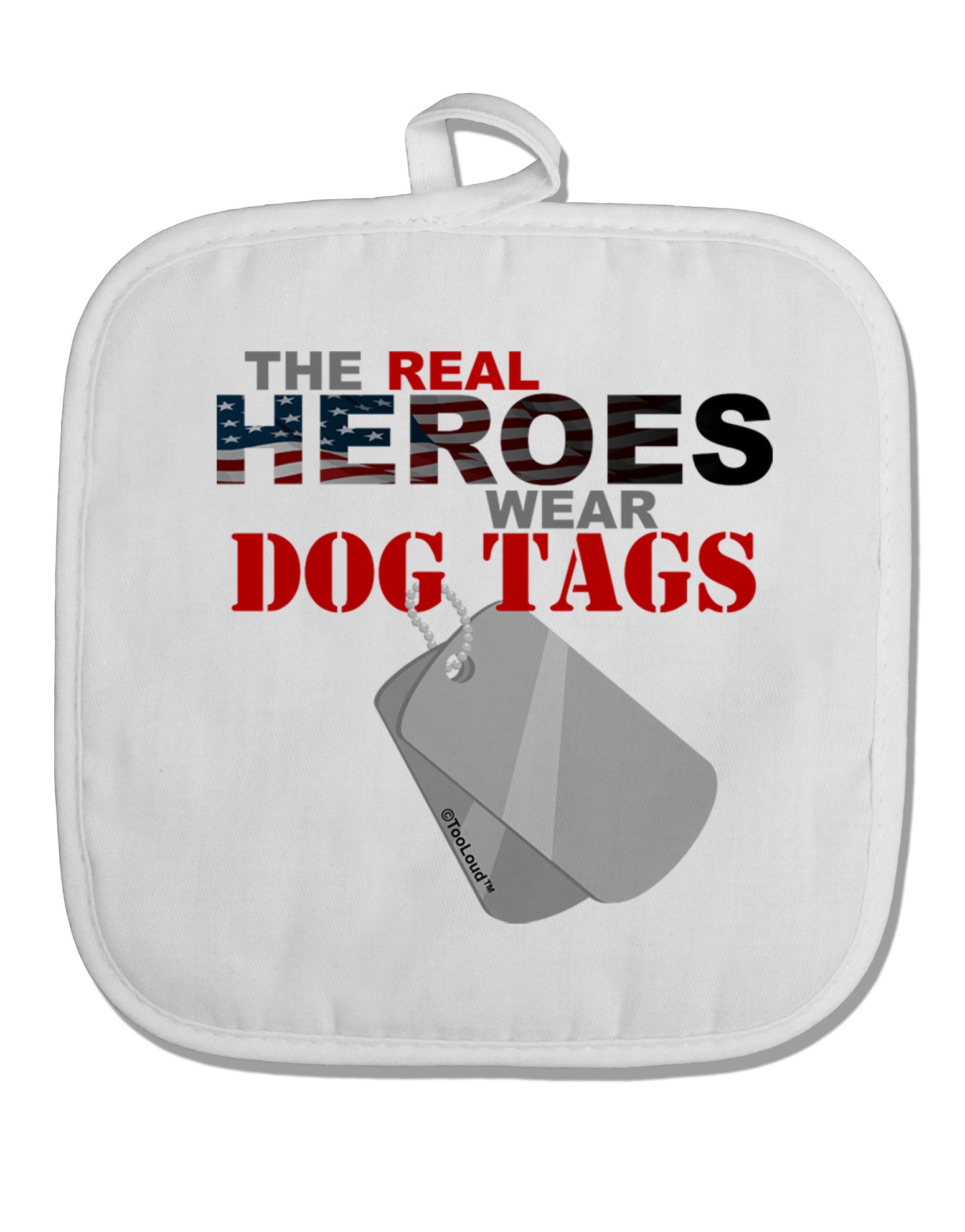 Heroes Dog Tags White Fabric Pot Holder Hot Pad-Pot Holder-TooLoud-White-Davson Sales
