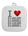 I Heart Binary Data White Fabric Pot Holder Hot Pad-Pot Holder-TooLoud-White-Davson Sales