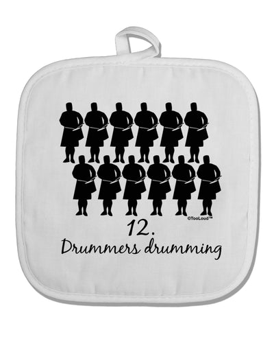 Twelve Drummers Drumming Text White Fabric Pot Holder Hot Pad-Pot Holder-TooLoud-White-Davson Sales