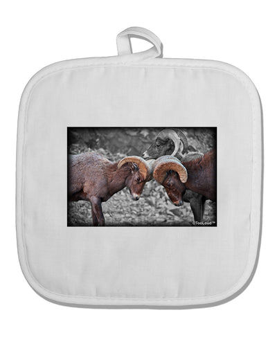 CO Bighorn Head Butt Desaturated White Fabric Pot Holder Hot Pad-Pot Holder-TooLoud-White-Davson Sales