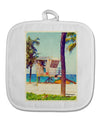 Lifeguard Station Watercolor White Fabric Pot Holder Hot Pad-Pot Holder-TooLoud-White-Davson Sales