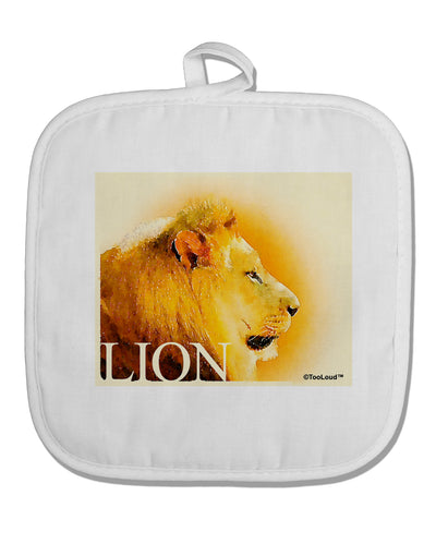 Lion Watercolor 3 Text White Fabric Pot Holder Hot Pad-Pot Holder-TooLoud-White-Davson Sales