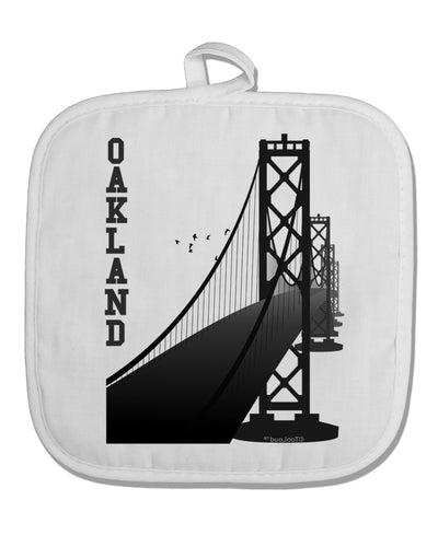 Oakland Text Bay Bridge White Fabric Pot Holder Hot Pad-Pot Holder-TooLoud-White-Davson Sales