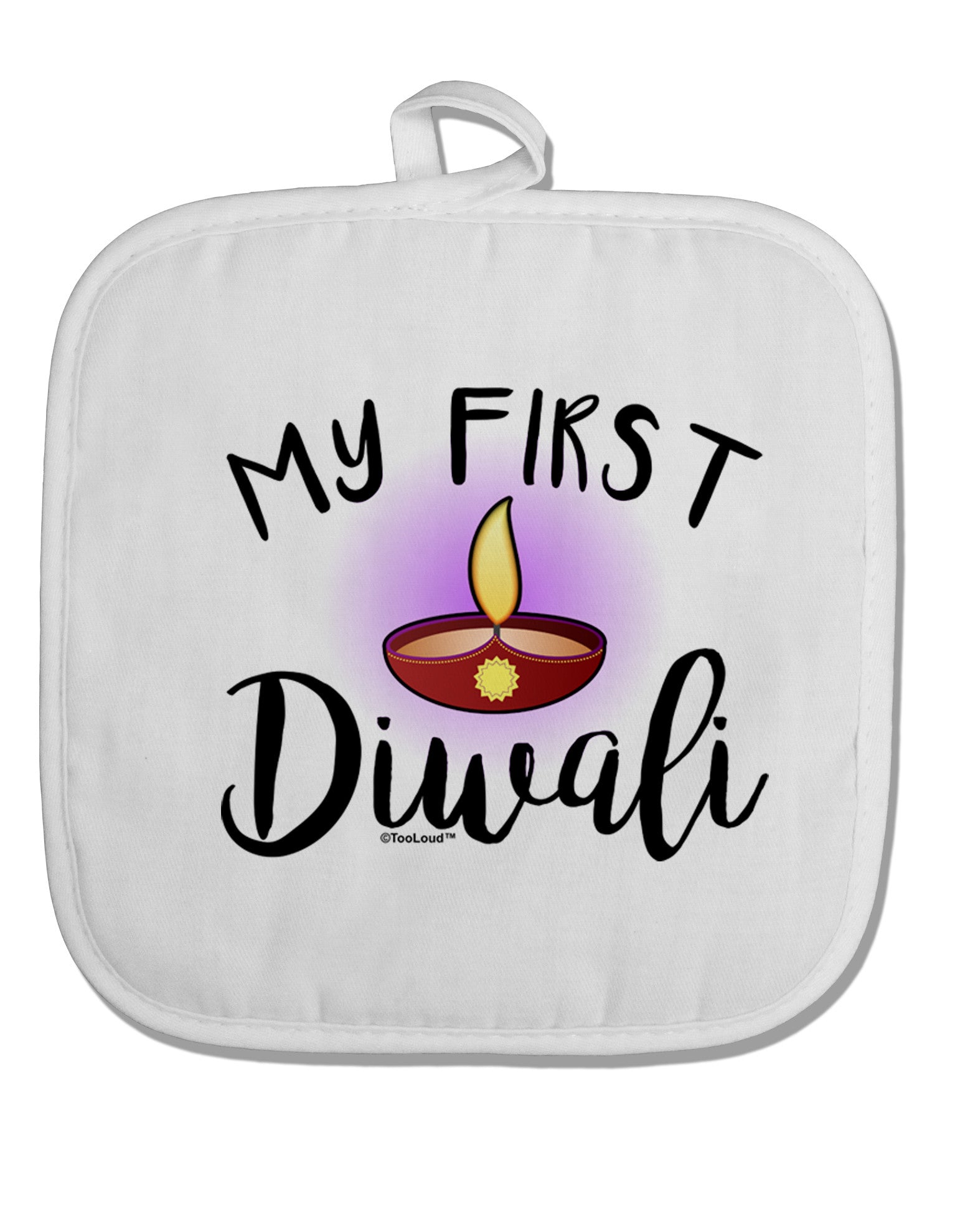 My First Diwali White Fabric Pot Holder Hot Pad by TooLoud-Pot Holder-TooLoud-White-Davson Sales