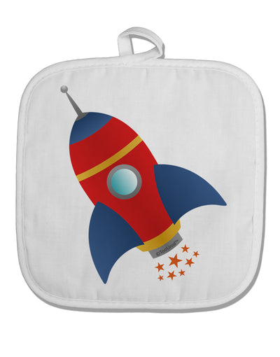 Space Rocket Ship and Stars White Fabric Pot Holder Hot Pad by TooLoud-Pot Holder-TooLoud-White-Davson Sales