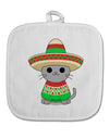 Cat with Sombrero and Poncho White Fabric Pot Holder Hot Pad by TooLoud-Pot Holder-TooLoud-White-Davson Sales