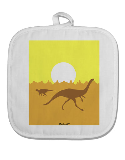 Jurassic Dinosaur Sunrise White Fabric Pot Holder Hot Pad by TooLoud-Pot Holder-TooLoud-White-Davson Sales