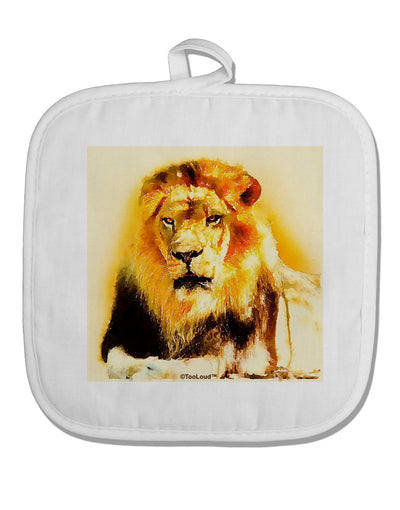 Lion Watercolor 4 White Fabric Pot Holder Hot Pad-Pot Holder-TooLoud-White-Davson Sales