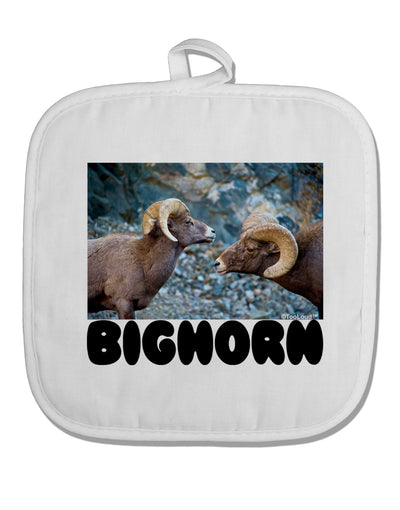 Two Bighorn Rams Text White Fabric Pot Holder Hot Pad-Pot Holder-TooLoud-White-Davson Sales