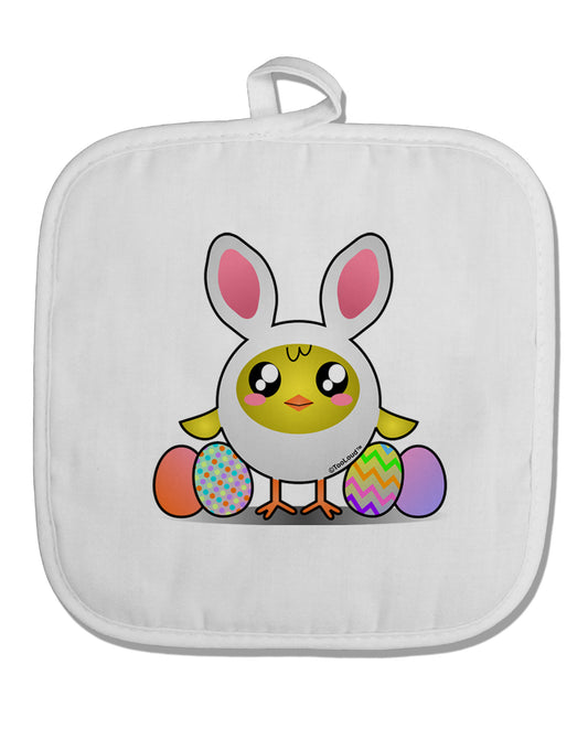 Chick In Bunny Costume White Fabric Pot Holder Hot Pad-Pot Holder-TooLoud-White-Davson Sales