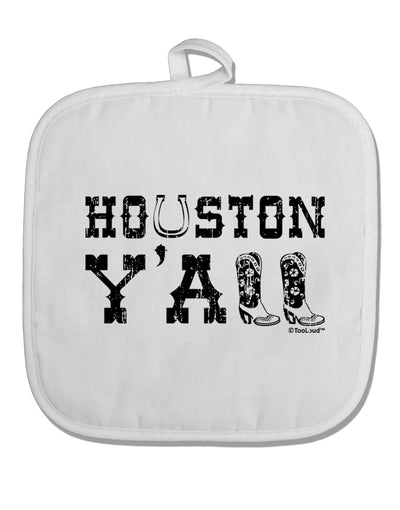 Houston Y'all - Boots - Texas Pride White Fabric Pot Holder Hot Pad by TooLoud-Pot Holder-TooLoud-White-Davson Sales