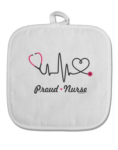 Stethoscope Heartbeat Text White Fabric Pot Holder Hot Pad-Pot Holder-TooLoud-White-Davson Sales