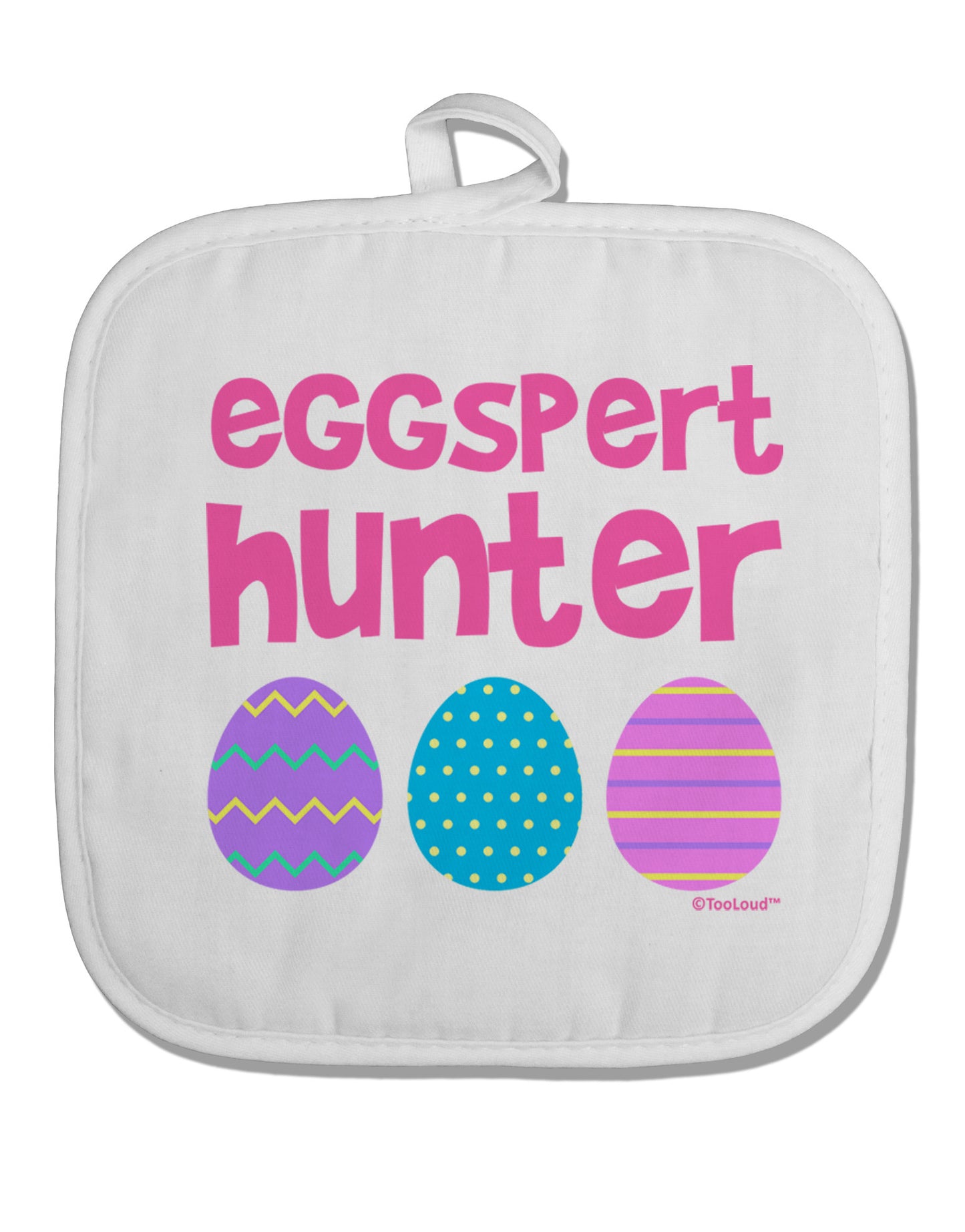 TooLoud Eggspert Hunter - Easter - Pink White Fabric Pot Holder Hot Pad-Pot Holder-TooLoud-White-Davson Sales