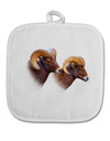 Two Majestic Bighorn Rams White Fabric Pot Holder Hot Pad-Pot Holder-TooLoud-White-Davson Sales