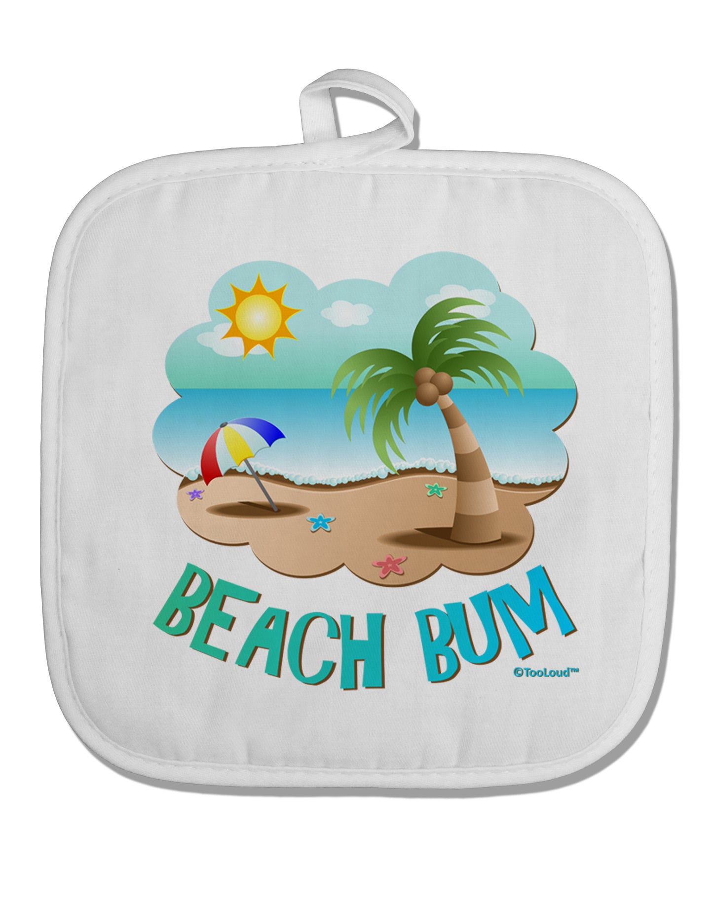 Fun Summer Beach Scene - Beach Bum White Fabric Pot Holder Hot Pad by TooLoud-Pot Holder-TooLoud-White-Davson Sales