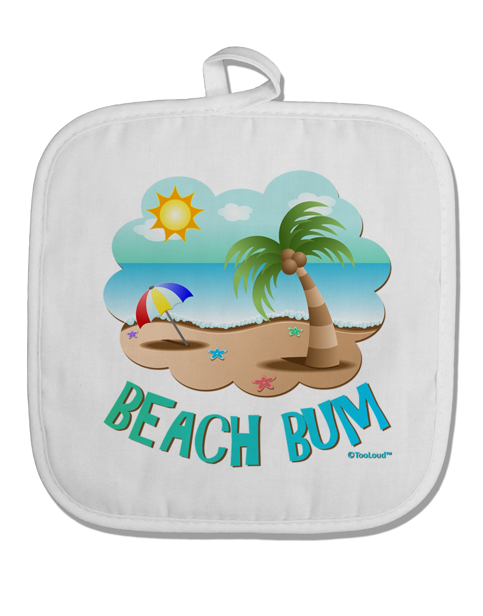 Fun Summer Beach Scene - Beach Bum White Fabric Pot Holder Hot Pad by TooLoud-Pot Holder-TooLoud-White-Davson Sales