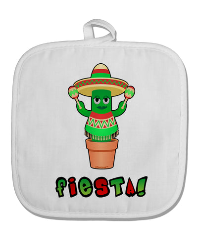 Fiesta Cactus Poncho Text White Fabric Pot Holder Hot Pad by TooLoud-Pot Holder-TooLoud-White-Davson Sales