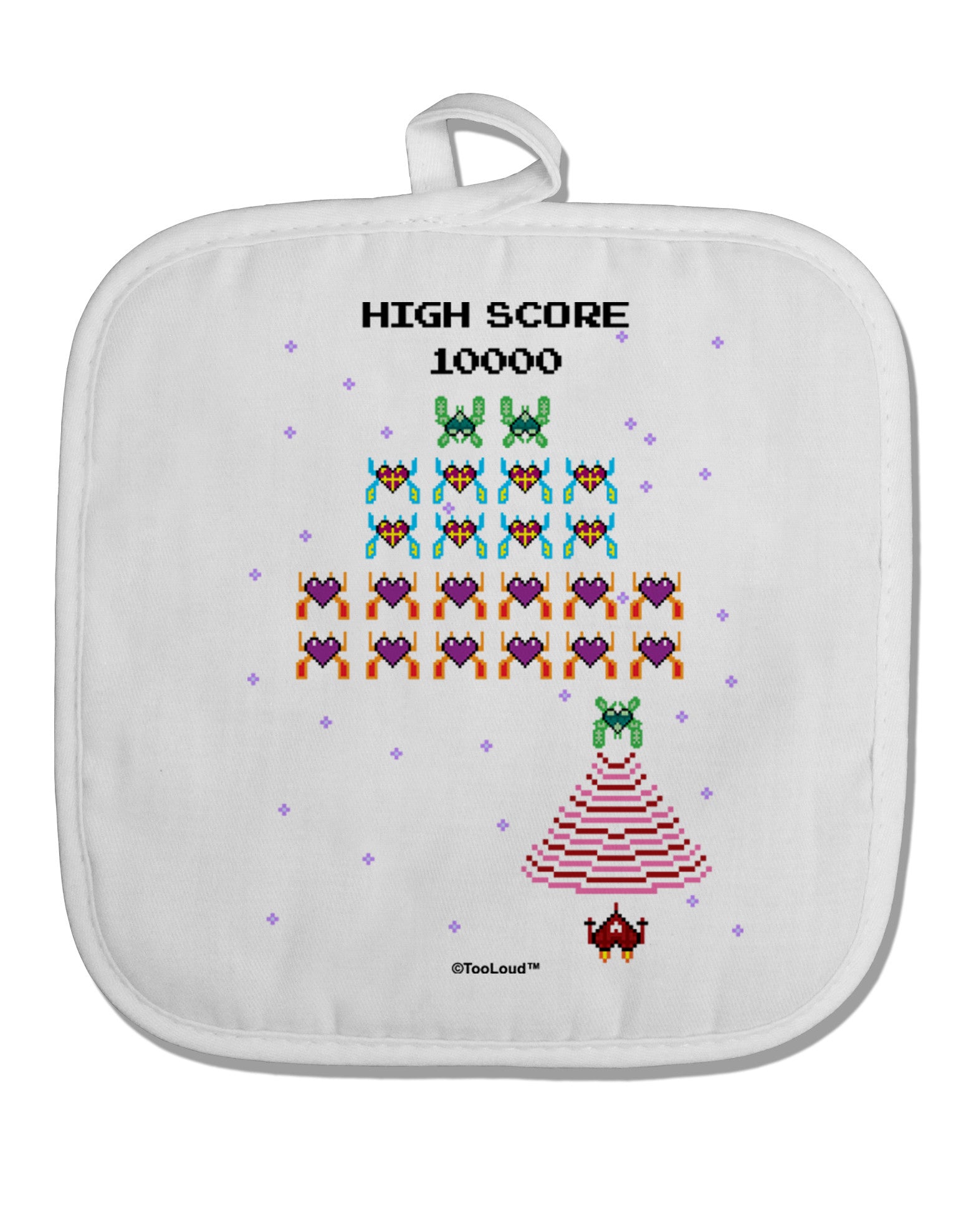 Retro Heart Fighter White Fabric Pot Holder Hot Pad-Pot Holder-TooLoud-White-Davson Sales