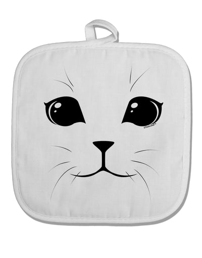 Cute Cat Face White Fabric Pot Holder Hot Pad by TooLoud-Pot Holder-TooLoud-White-Davson Sales