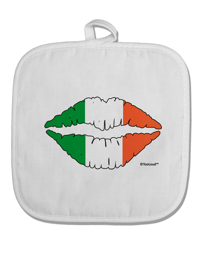 Irish Flag Kiss White Fabric Pot Holder Hot Pad by TooLoud-Pot Holder-TooLoud-White-Davson Sales