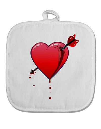 Shot Through the Heart Bleeding White Fabric Pot Holder Hot Pad by TooLoud-Pot Holder-TooLoud-White-Davson Sales