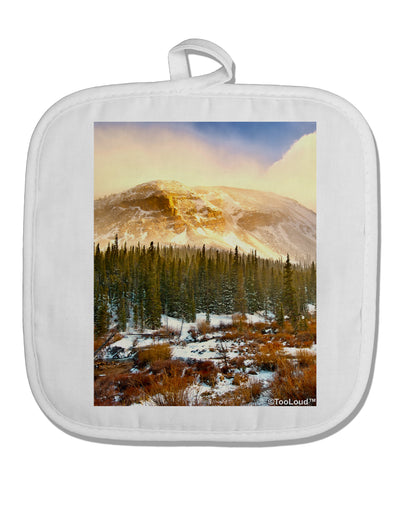 Nature Photography - Mountain Glow White Fabric Pot Holder Hot Pad by TooLoud