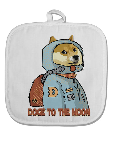 TooLoud Doge to the Moon White Fabric Pot Holder Hot Pad-PotHolders-TooLoud-Davson Sales