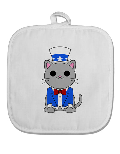 Patriotic Cat White Fabric Pot Holder Hot Pad by TooLoud-Pot Holder-TooLoud-White-Davson Sales