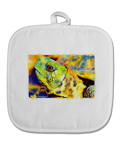 Menacing Turtle Watercolor White Fabric Pot Holder Hot Pad-Pot Holder-TooLoud-White-Davson Sales