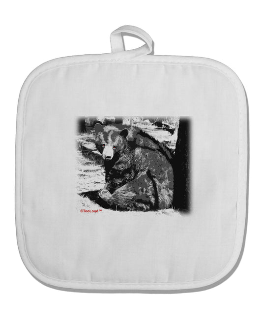 Creepy Black Bear White Fabric Pot Holder Hot Pad-Pot Holder-TooLoud-White-Davson Sales