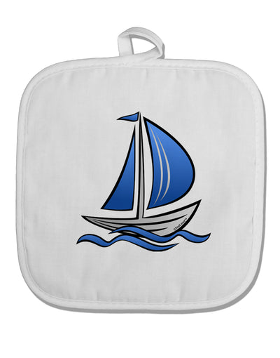 Blue Sailboat White Fabric Pot Holder Hot Pad-Pot Holder-TooLoud-White-Davson Sales