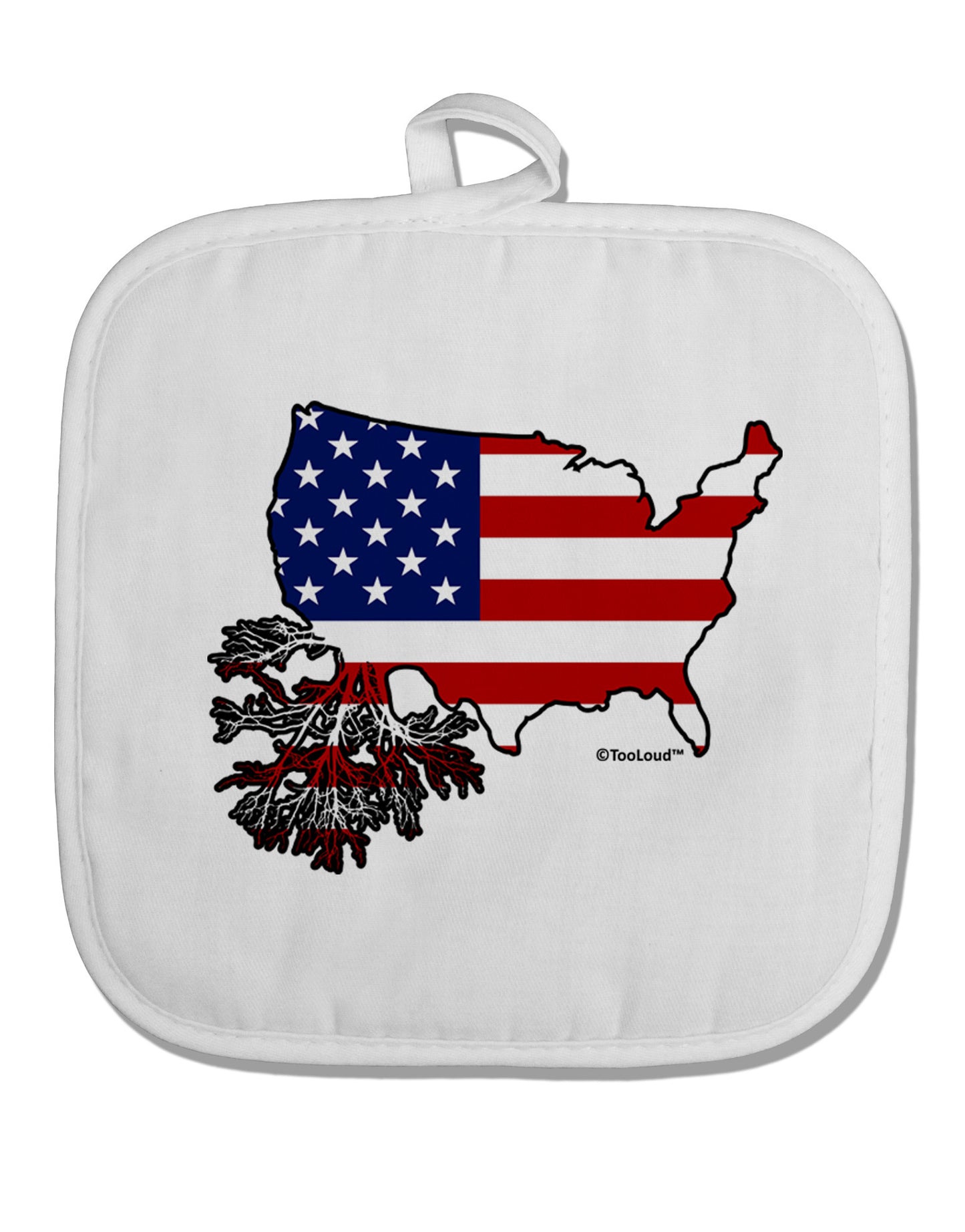 American Roots Design - American Flag White Fabric Pot Holder Hot Pad by TooLoud-Pot Holder-TooLoud-White-Davson Sales
