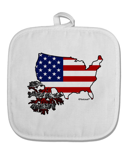 American Roots Design - American Flag White Fabric Pot Holder Hot Pad by TooLoud-Pot Holder-TooLoud-White-Davson Sales