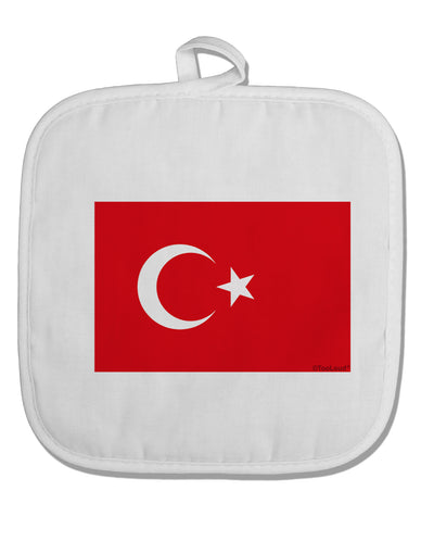 Turkey Flag White Fabric Pot Holder Hot Pad by TooLoud-Pot Holder-TooLoud-White-Davson Sales