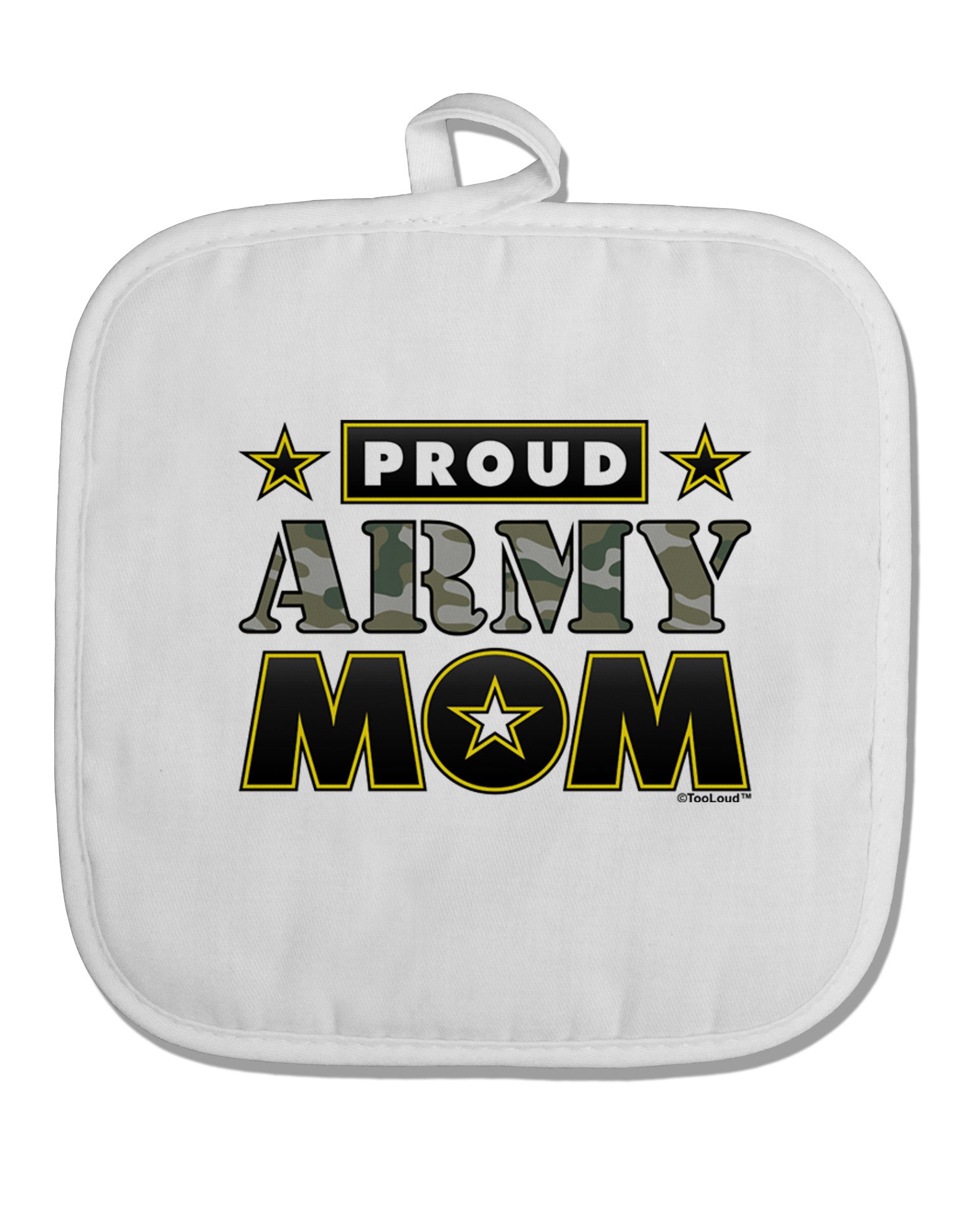 Proud Army Mom White Fabric Pot Holder Hot Pad-Pot Holder-TooLoud-White-Davson Sales