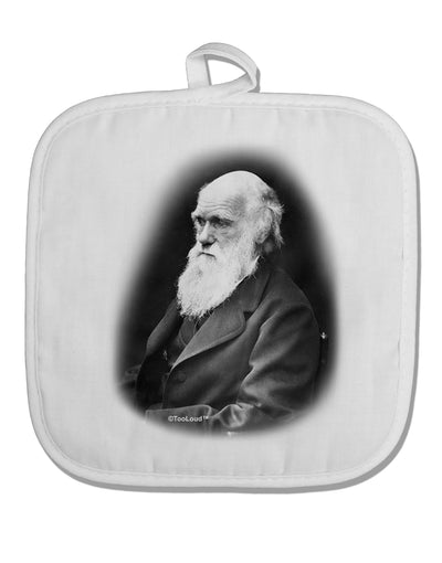 Charles Darwin Black and White White Fabric Pot Holder Hot Pad by TooLoud-Pot Holder-TooLoud-White-Davson Sales