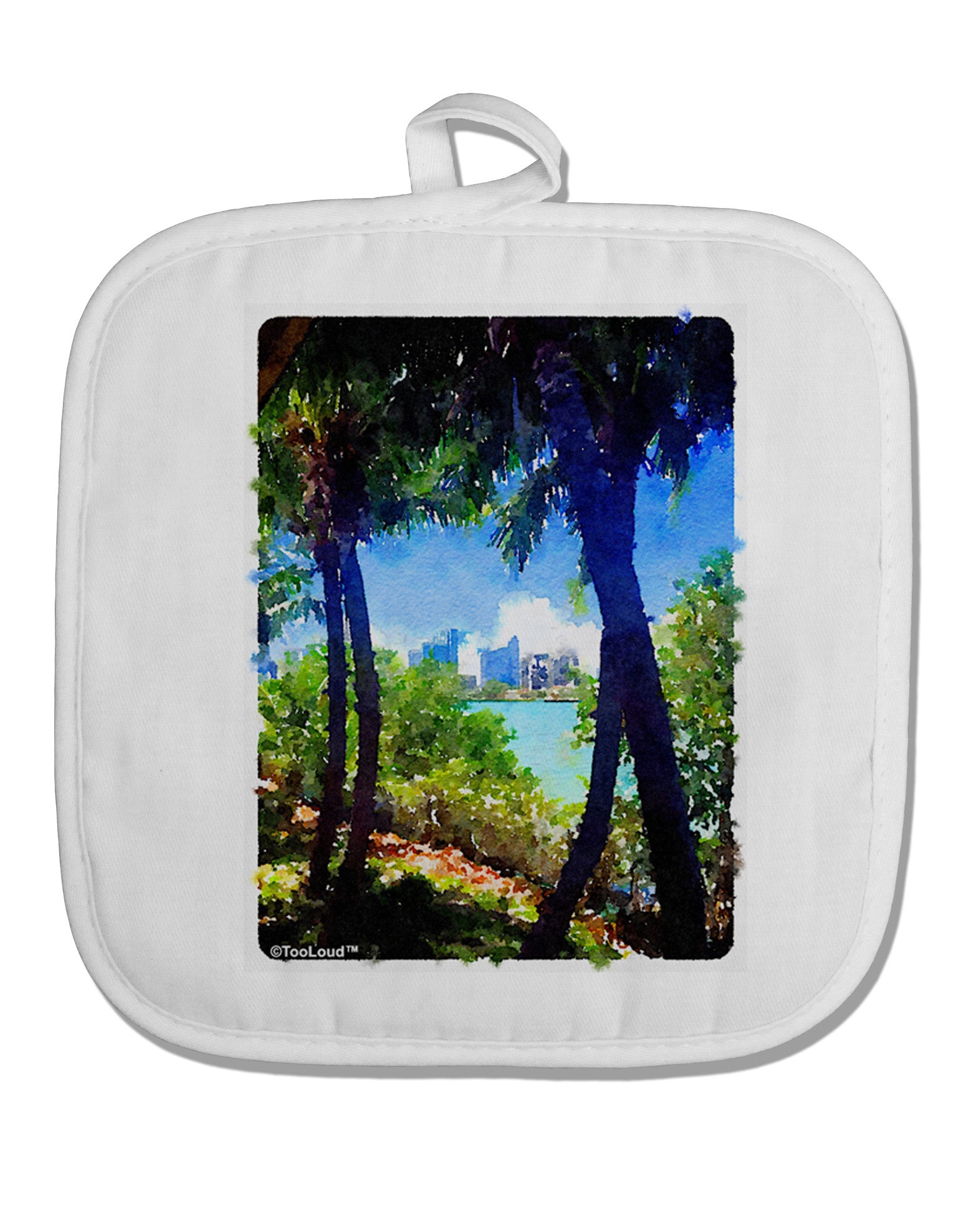 TooLoud Tropical Skyline White Fabric Pot Holder Hot Pad-Pot Holder-TooLoud-White-Davson Sales
