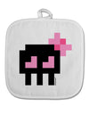 Retro 8-Bit Skull with Pink Bow White Fabric Pot Holder Hot Pad-Pot Holder-TooLoud-White-Davson Sales